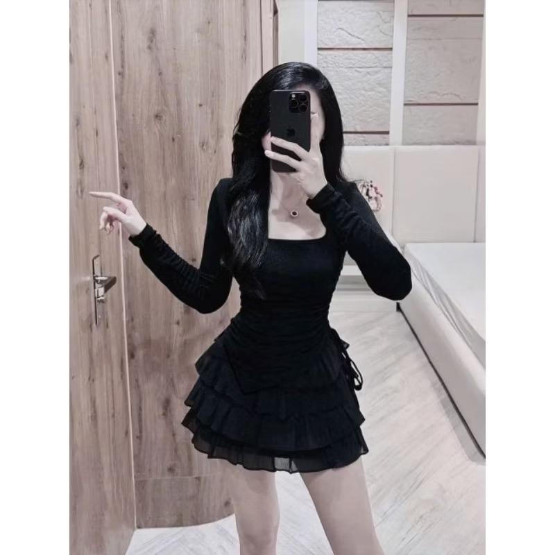Áo thun tay dài vạt xéo rút dây chất gân tăm cho nữ - Top Women Nữ Dài Tay 4