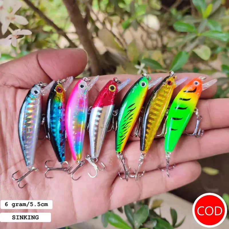 1pcs 5.5cm/6g Crankbait Minnow Minow Umpan Pancing Sinking Casting Ultralight UL Wader Lure 0