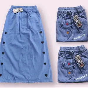 Rok jeans anak perempuan motif love usia 6-10 tahun