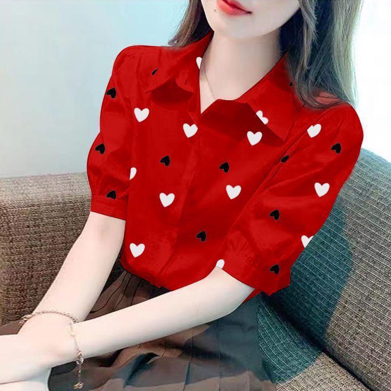 Áo Sơ Mi In Họa Tiết Phong Cách Hàn Quốc, Ngắn Tay, Dành Cho Nữ, Thiết Kế Đẹp, Sành Điệu, Mỏng Và Mỏng, Thời Trang, Thích Hợp Cho Mùa Hè, Hàng Mới Về Năm 2024 3