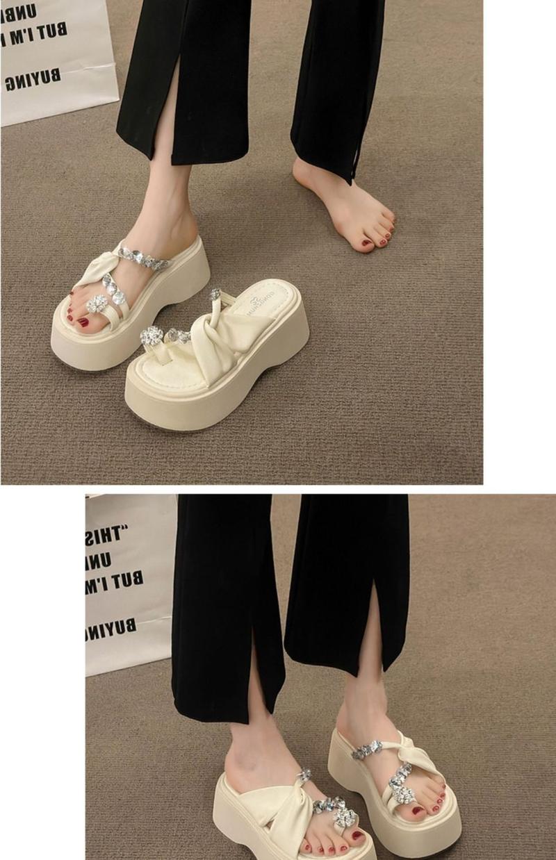 Product Introduction of Dép Đế Độn Đế Dày, Dành Cho Nữ, Thời Trang Mới Mùa Hè 2024, Dép Cao Gót, Lười Biếng, đính đá, Thích Hợp Mặc Với Váy 6