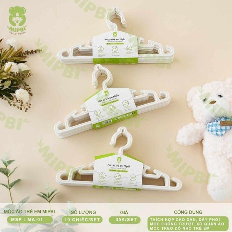 Set 10 Móc quần áo trẻ em , móc nhựa treo đồ em bé Mipbi cao cấp 6