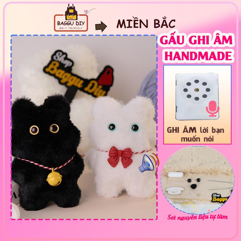  Set nguyên liệu tự làm Gấu Ghi Âm Giọng Nói bộ phụ kiện DIY  món quà handmade móc khóa ý nghĩa tặng bạn gái crush,... dịp lễ noel tết valentine,...Kèm video hướng dẫn chi tiết - Baggu DIY Móc Khoá Móc Chìa Khoá Women 