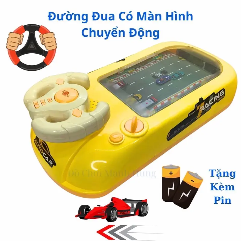 Đường đua ô tô có màn hình chuyển động chạy Pin có nhiều nút bấm và các bài nhạc sôi động như một chiếc ô tô thật, chất liệu nhựa cao cấp giúp bé tránh xa điện thoại Xe Đua 1