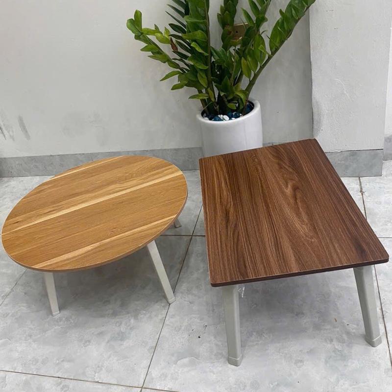 BÀN TRÒN GẤP GỌN 4 chân tiện lợi, BÀN HÌNH CHỮ NHẬT, mặt gỗ, chân nhựa, ngồi bệt, làm decor, bàn học, bàn cafe kích thước 60cm