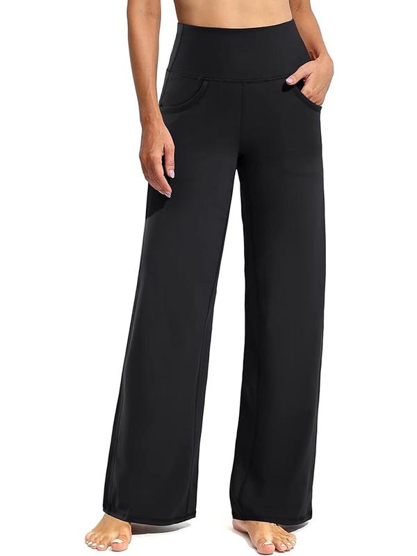 Women's Solid High Waist Pocket Sports Joggers, Casual Comfy High Stretch Straight Leg Jogger Pants for Yoga Gym Workout Running, Ladies Sportswear for All Seasons 2