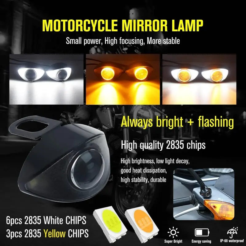 Đèn Lái Xe Mini, 2 Chiếc, Đèn Mắt Đại Bàng LED, Có Bộ Điều Khiển, Đèn Chạy Ban Ngày, Đèn Đuôi Moto, Đèn Tín Hiệu Rẽ, Đèn Nhấp Nháy, Thích Hợp Cho Xe Máy, 12V, Phụ Kiện Sửa Đổi 1