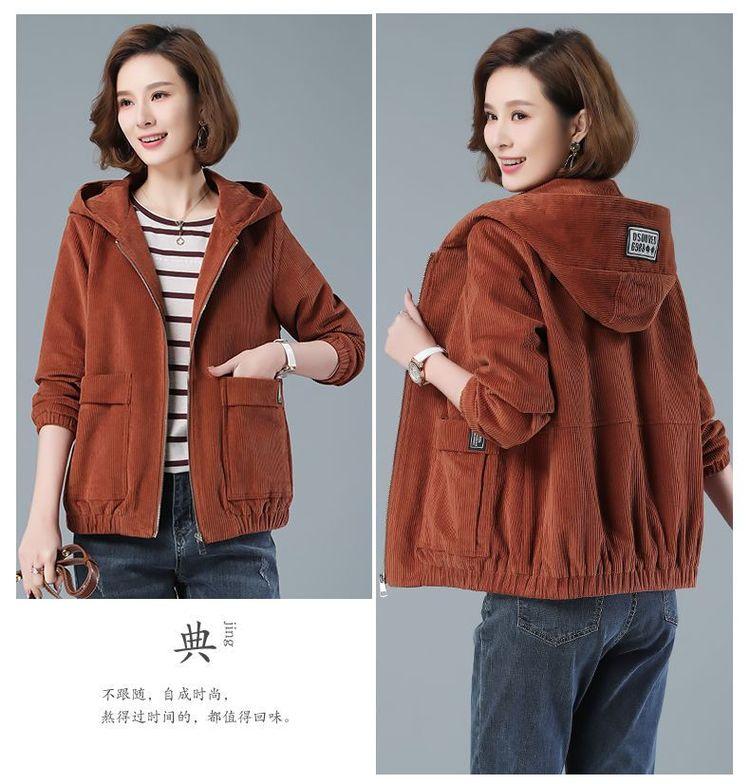 Product Introduction of Áo Khoác Vải Nhung Kẻ, Hàng Mới Về Mùa Thu Và Mùa Đông, Thiết Kế Thanh Lịch, Ngoại Cỡ, Thích Hợp Cho Mẹ, Dày Dặn, Phong Cách Phương Tây, Áo Thông Thường, 2024 Hàng Mới Về Nữ Top 5