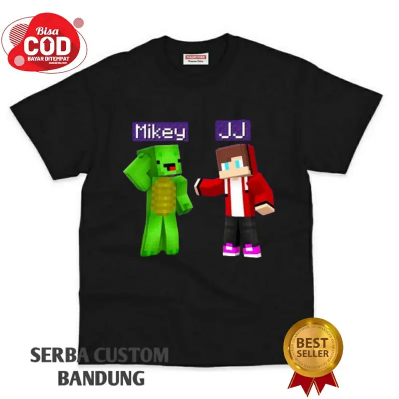 Kaos Atasan Anak JJ & Mikey Maizen Minecraft Bahan Premium Fashion 0