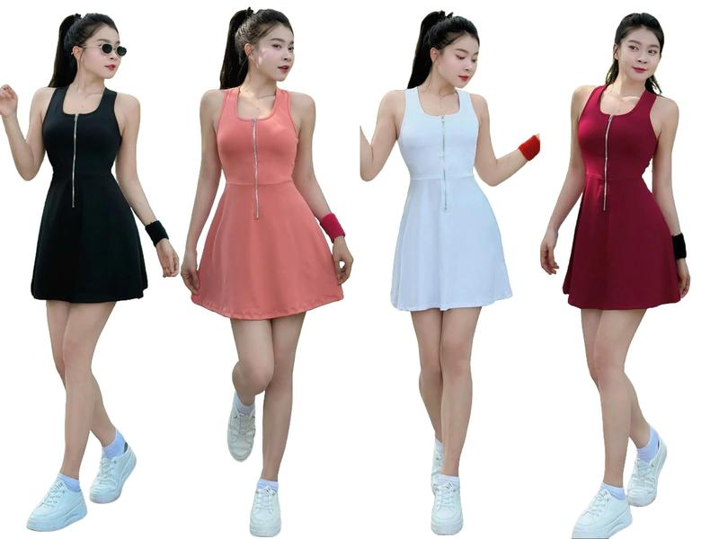 Váy tennis pickleball cầu lông thể thao chất co giãn mềm mịn tặng kèm quần bảo hộ - Bộ tập gym nữ YLYSPORT V39 Thun Đồng pickleball  outfit