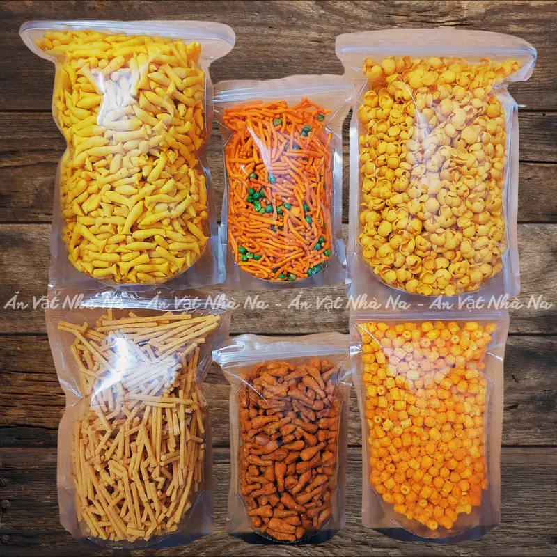 Combo 6 món (3kg Đủ, Miễn Phí Vận Chuyển) Xương Chó 500g - Nui Chiên Bơ 500 g - Tăm Que Ngó Sen 500g - Tăm Đậu Hà Lan 0.5kg - Bim Cá 0.5 kg - Đùi Gà Cay Giòn 500gr 1