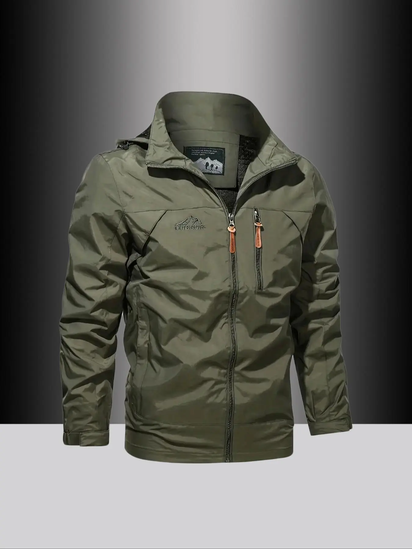 Men's Solid Pocket Zip Up Hooded Jacket, Regular Fit Casual Long Sleeve Windproof Jacket for Spring & Fall, Men's Outerwear for Outdoor Activities