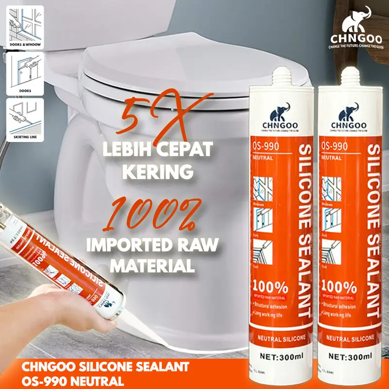 LEM SEALANT, LEM KACA, LEM TOILET, LEM PLASTIK CHNGOO Neutral OS-990 300ml 1
