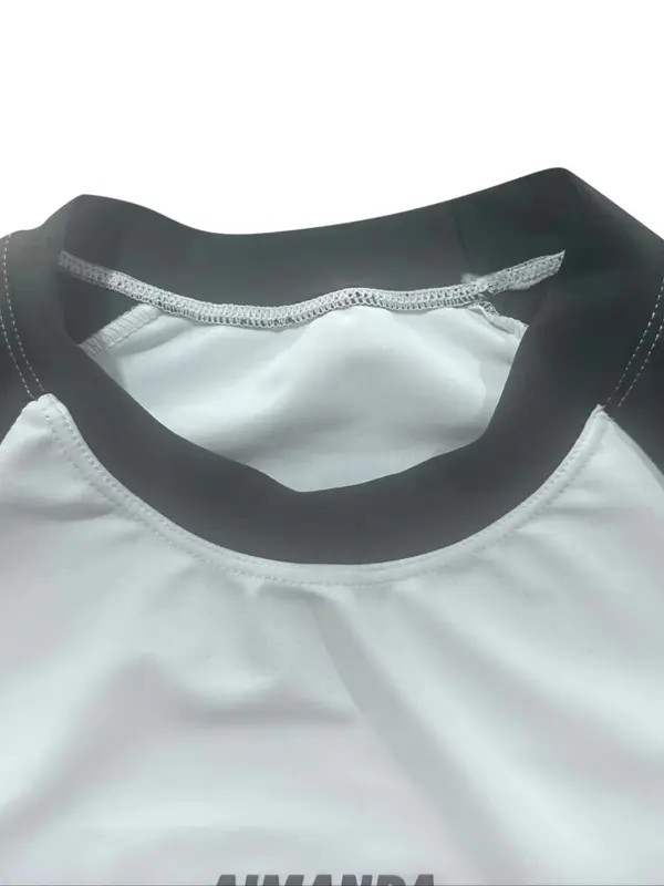 Two-Piece Set Men Swim Trunks, Men's Colorblock Raglan Sleeve Beach Set, Sporty Short Sleeve Tee & Elastic Waist Shorts Set, Quick Drying Swimwear Set, Beach Swimsuit Set for Men 4