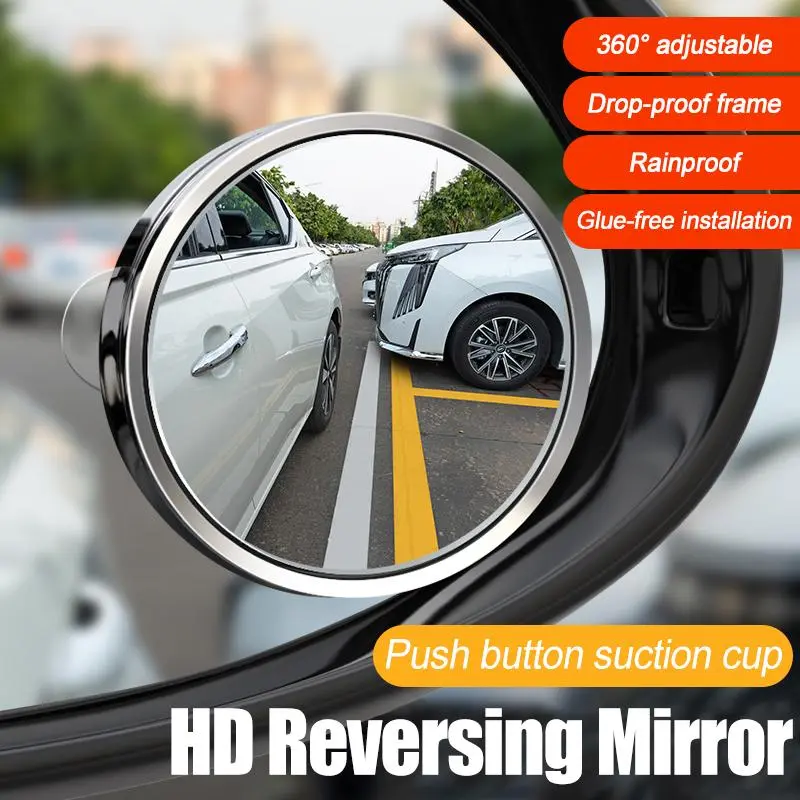 Universal Car Blind Spot Mirror, 2 Counts Automotive 360° Wide Angle Side Rear View Mirror with Sucker, Car Accessories for Cars SUV Truck Motorcycle 4