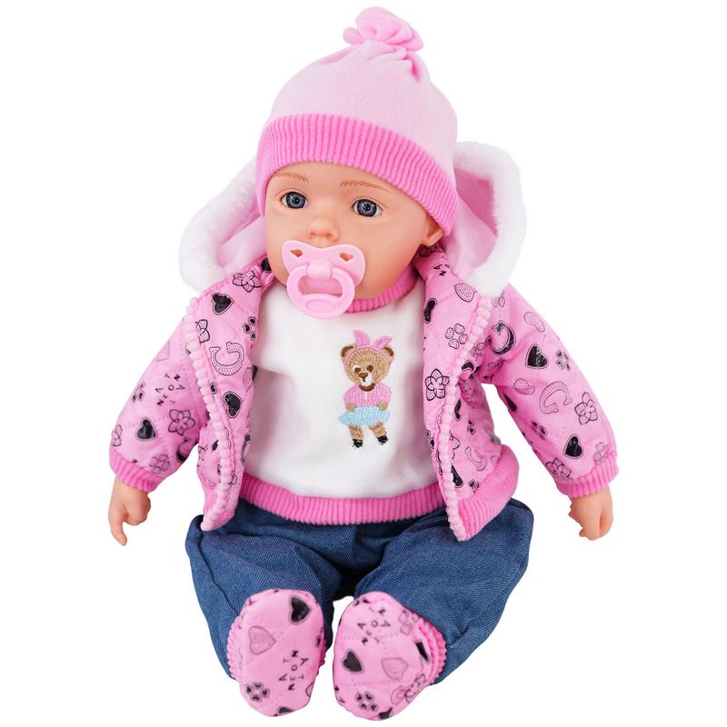 BiBi Doll "Pinky" Lifelike Large Size 20" Soft Bodied Baby Doll Girl With Neon Pink Design, Dummy & Sounds Toy Doll for Ages 18 Months + 6