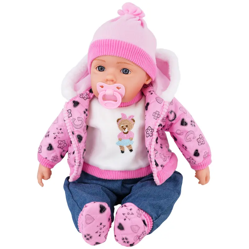 BiBi Doll "Pinky" Lifelike Large Size 20" Soft Bodied Baby Doll Girl With Neon Pink Design, Dummy & Sounds Toy Doll for Ages 18 Months + 6