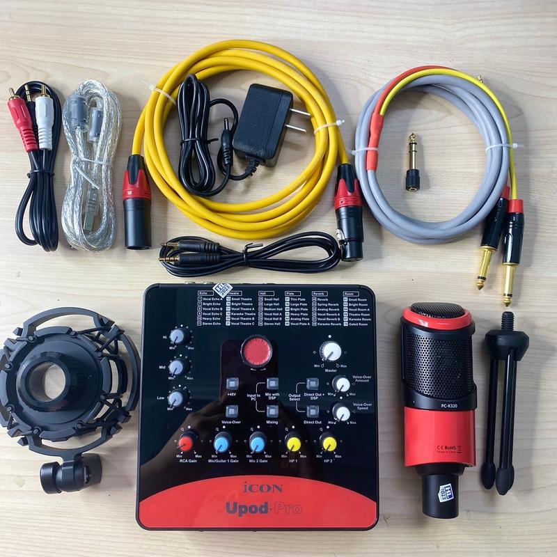 IconK320 Bộ thu âm míc K320 với Upop kèm dây live pk 2 chiều đầy đủ dây kết nối kẹp màng box live LT15 có thể sử dụng phần mềm trên máy tính hát live thu âm Kem sound card icon pro