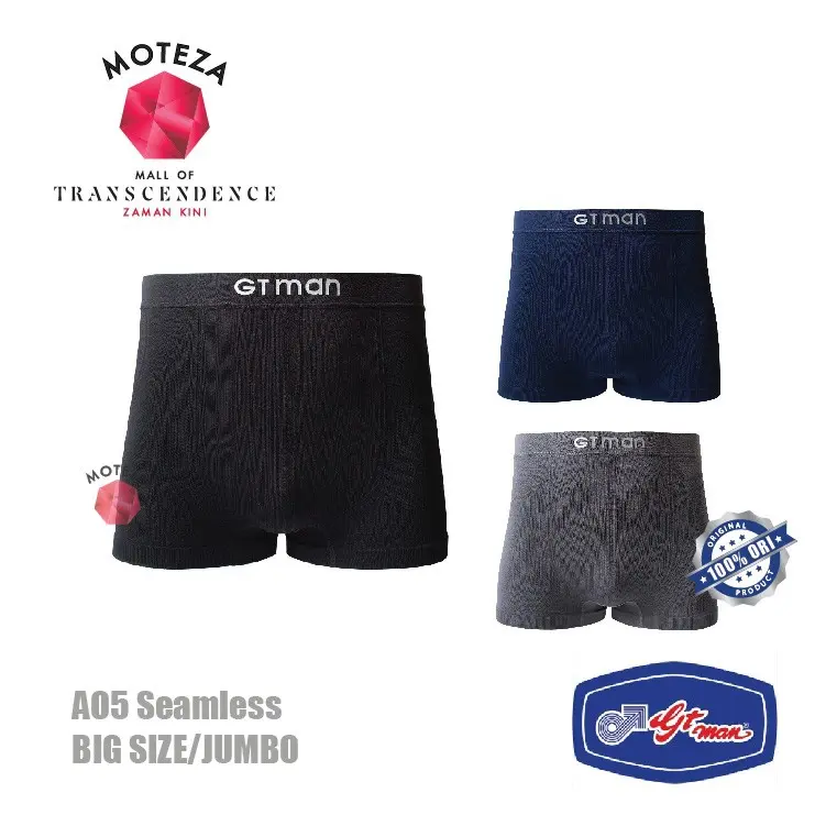 Celana Dalam Underwear Boxer Pria - GT Man AO5 SEAMLESS Jumbo Big Size Lembut Nyaman Spandex Sport 1