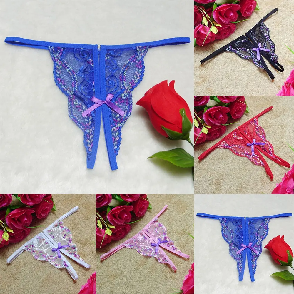 Women Sexy Lace V-string Crotchles Panties Thongs G-string Lingerie Underwear