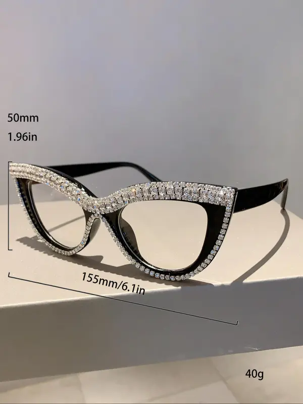 Women's Elegant Rhinestone Decor Cat Eye Frame Eyeglasses, Trendy Vintage Eyeglasses, Chic All-match Fashion Accessories for Daily Use 5