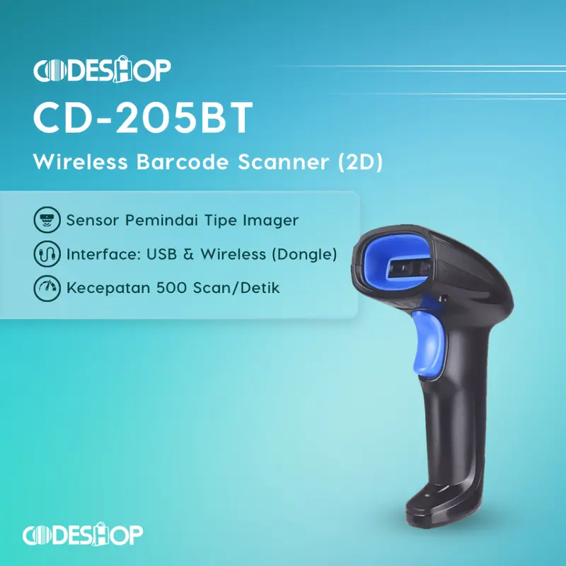 Scanner Barcode Bluetooth CODESHOP CD-303 Free Stand Garansi 1 Tahun Resmi 3