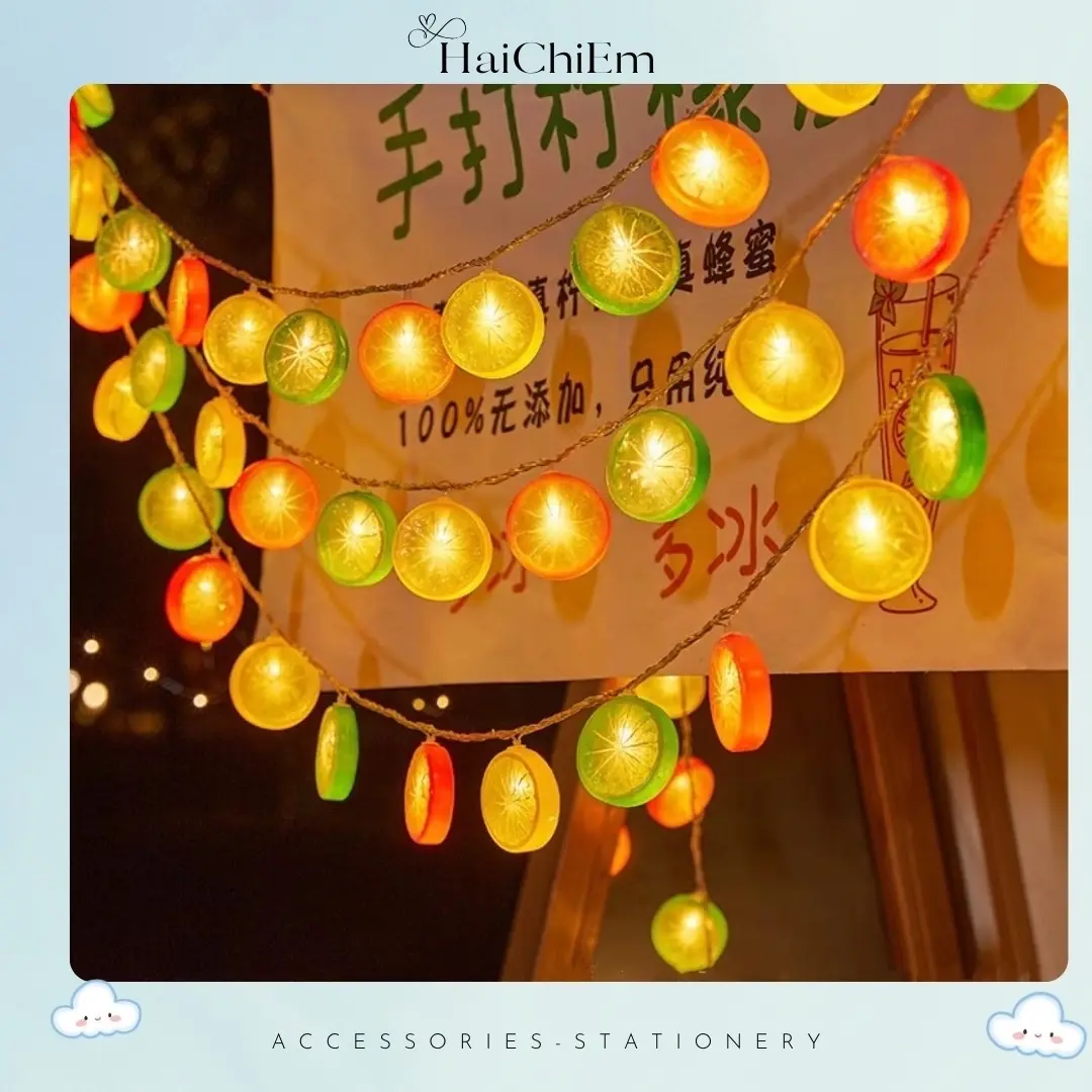 Đèn LED trang trí - Kiểu dáng lát chanh nhiều màu sắc - Một dây dài 1m5/ 3m - TẶNG KÈM PIN - Dây đèn LED decor trang trí - Cửa hàng [HAICHIEM]