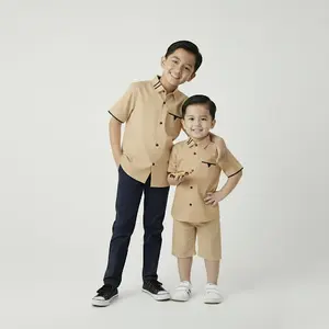 Kemeja Anak Lengan Pendek Usia 1-15 Tahun Bahan Cotton Poplin & Oxford Premium Fashion Remaja Laki-Laki 3-14 Tahun Motif Polos Casual Musim Panas