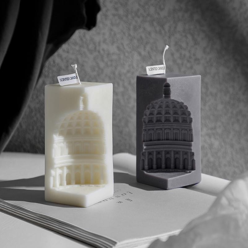 Product Introduction of Roman Architecture Tower Shaped Candle, 2 Counts/set Creative Column Shaped Scented Candle, Decorative Candle for Home Living Room Bedroom 0