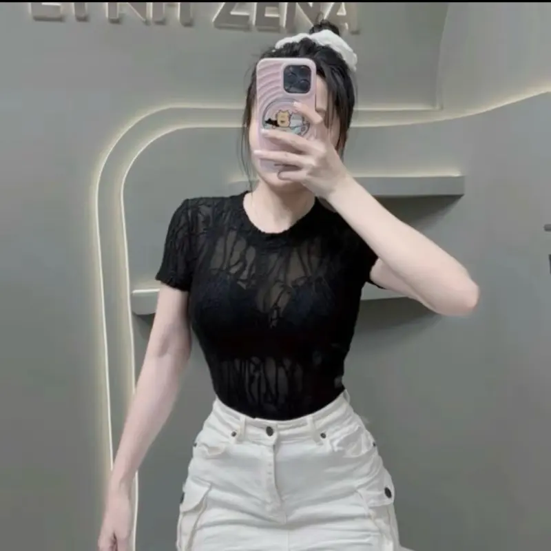 [A-19] ( SALE TẾT HÀNG ĐI LUÔN) ÁO REN BASIC CỔ TRÒN HOẠ TIẾT REN SÓNG  dáng baby tee mặc đi làm đi chơi sang chảnh | BigBuy360 - bigbuy360.vn