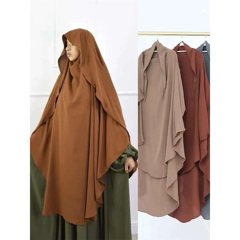 Product Introduction of Ramadan Solid Khimar Abaya Dubai Niqab Turkey Arabic Muslim Hijab Islam Prayer Clothes For Women Djellaba Turban Musulmans Femme 0