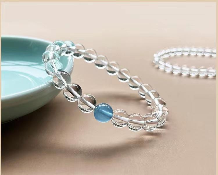 Product Introduction of Rongjing Jewelry Natural Aquamarine Beads Imitation Crystal Bracelet Star Same Style Factory Direct Sales 6