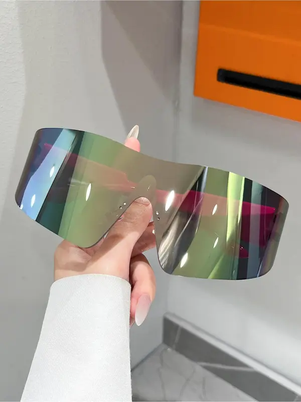 Unisex Simple Style Plain Color Sunglasses, Trendy Casual Rimless Sunglasses for Everyday Use, Fashion Accessories for Outdoor Activities 0