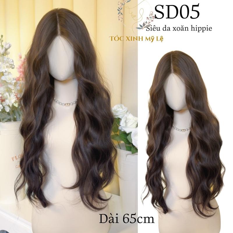  SIÊU DA LƯỚI T SD05 XOĂN HIPPIE 65CM  kèm lược+ dưỡng + lưới trùm + cuốn lô   chất liệu được làm bằng sợi tơ  dùng nhiệt 160-180 độ c . Tóc Giả Nữ Wig Women 