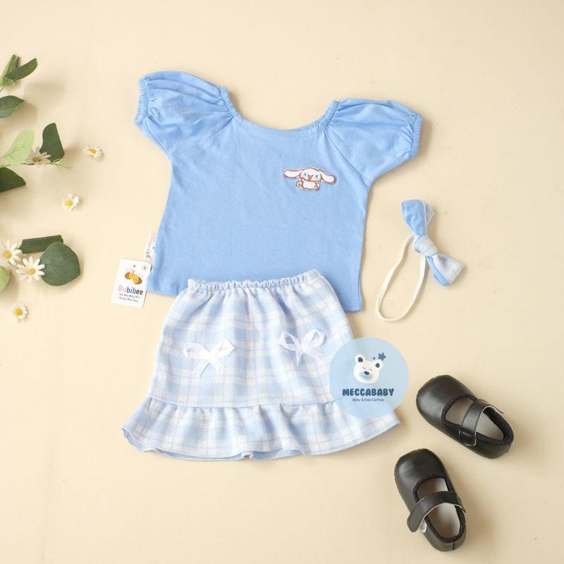 PROMO 4.4 Meccababy  Setelan Rok Anak perempuan bayi lucu free headband/Setelan bayi lucu bbb cinamoro 4
