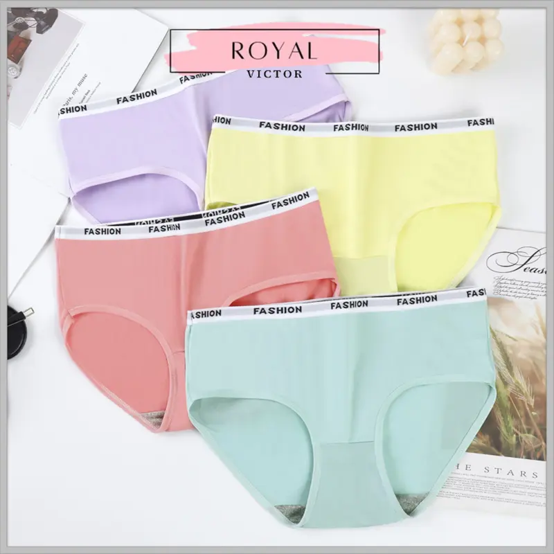 PAKET 8 PCS Celana Dalam Wanita Fashion Brief / Pakaian Dalam Wanita / CD Kolor Cewek CDW002 katun lembut  motif  nyaman Hitam 3