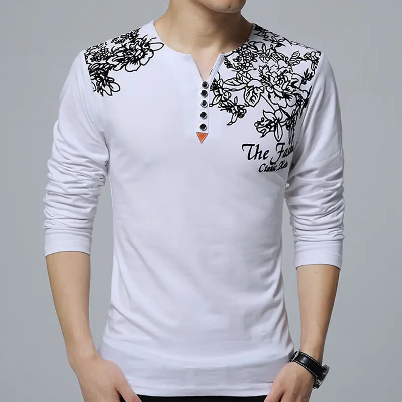 Men's Long-Sleeved T-shirt 2023 Men's Spring and Autumn New Fashion Brand Cotton Printed T-shirt Men's Cultural Shirt T-shirt