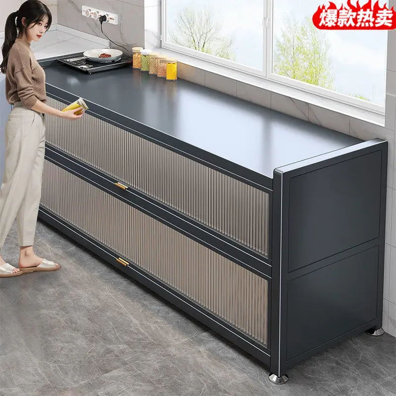 Zhentie Kitchen Multi-Layer Storage Cabinet Dining Edge Cupboard Multi-Function Microwave Oven Locker Floor Storage Rack
