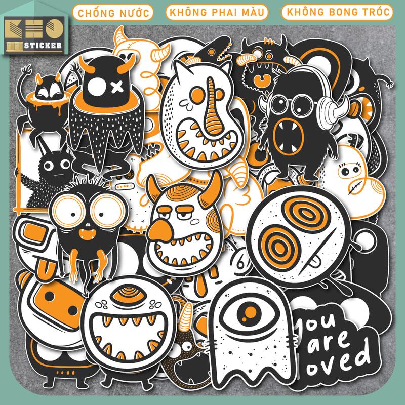 Combo 50 Sticker Yellow Monster chống nước sticker dán laptop, điện thoại, đàn guitar, mũ bảo hiểm, vali. MSP: ST20