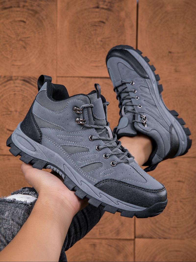 Product Introduction of Men's Fashionable Colorblock Lace Up Hiking Shoes, Casual Comfortable Outdoor Sports Shoes, Non-slip Outdoor Shoes for Daily Wear 1