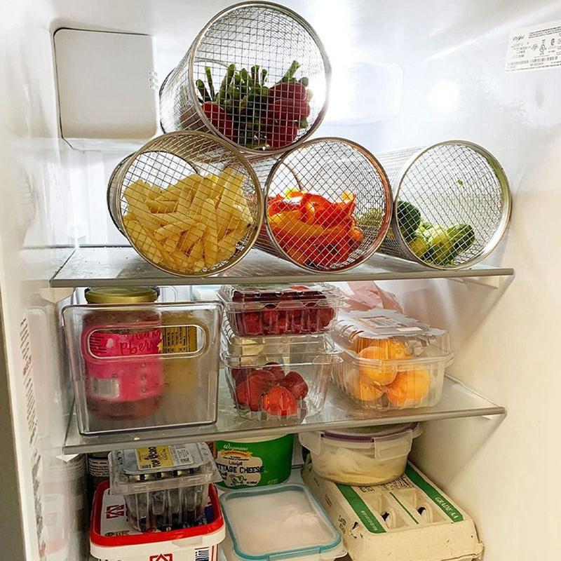 1Pcs Simple Anti Scalding For Vegetables Fish And French Frie Cooking Supplies With Cover Leakproof Grilling Basket Vegetable Bucket Barbecue Cage Barbecue Rack 7