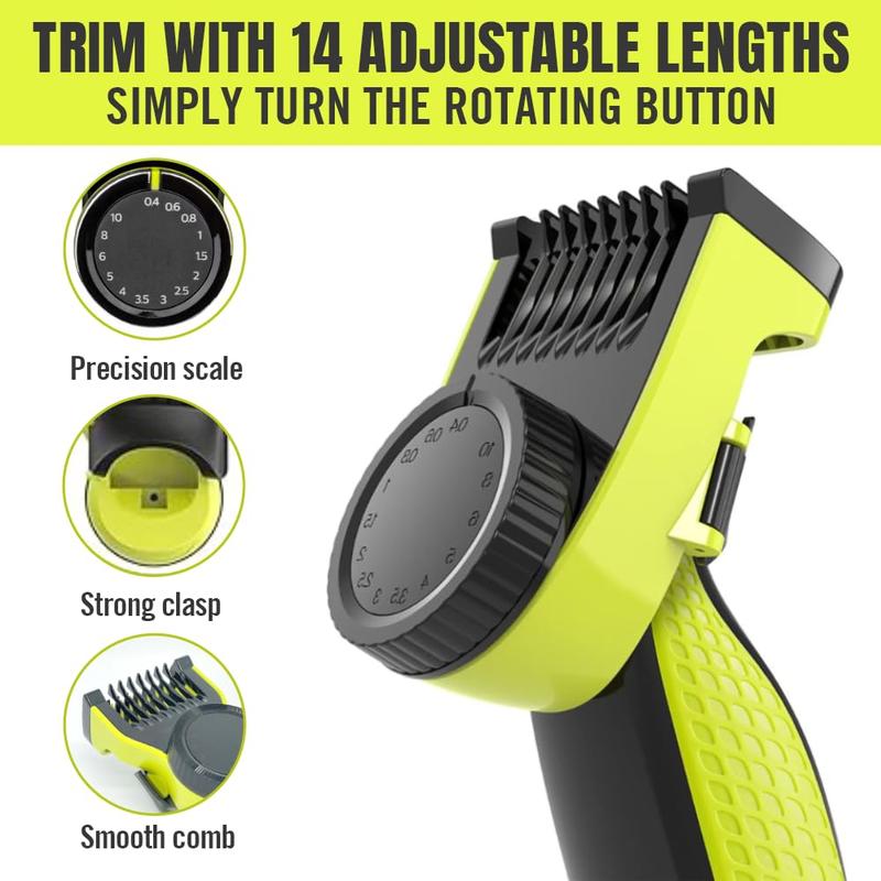 14 Adjustable Lengths Comfort Replacement Guide Comb, Electric Smooth Nose Hair Trimmer Shaver Head Blade Accessory Compatible with Oneblade Qp2520 Qp2530 Qp2620 Qp2630, Shaving Products 3