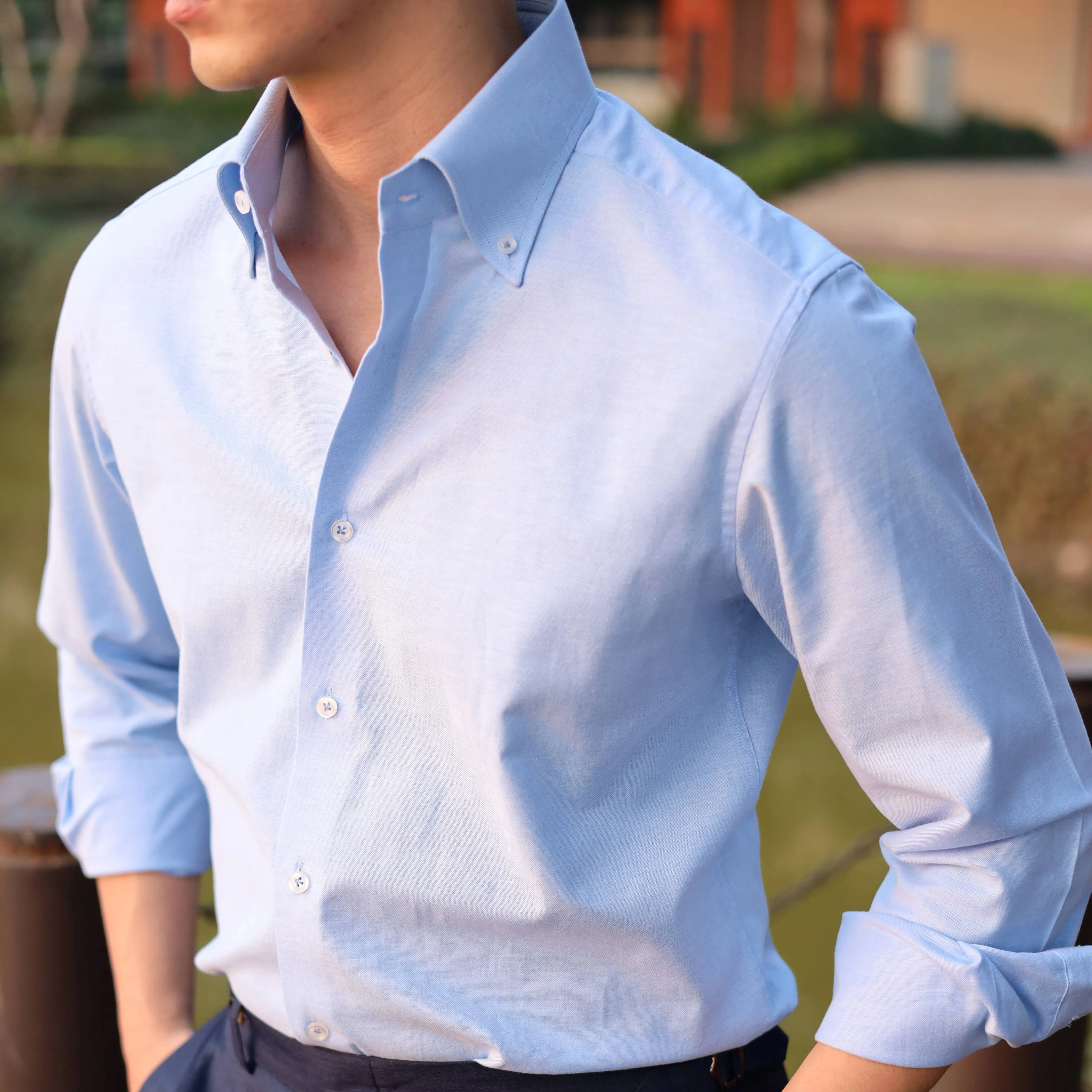Sơ mi nam trơn chất Oxford cao cấp ít nhăn mềm mỏng 2 màu dễ mặc - BURATINO