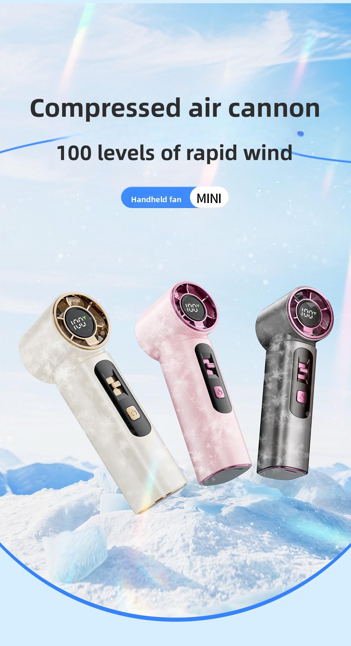 Kipas Pendingin, Kipas Genggam Mini Bergaya, Kecepatan Angin Ekstra Tinggi dengan 100 Pengaturan Kecepatan, Kipas Turbin Portabel untuk Luar Ruangan