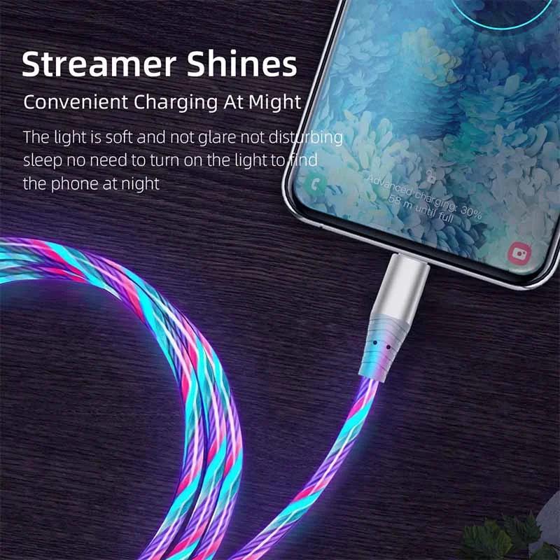 Product Introduction of สาย USB Type C, การออกแบบเรืองแสงไหล, การชาร์จอย่างรวดเร็ว 5A, สายเคเบิลข้อมูล, สาย LED เรืองแสง, เข้ากันได้กับ Samsung, Xiaomi, iPhone และ Micro 9