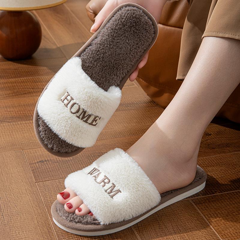 Mẫu Mới 2024 Dép Lông Quai Ngang Dép Bông Nữ Đi Trong Nhà Mùa Đông Ấm Áp Dễ Thương Dp212 DéP Slipper Cao Su Có Quai