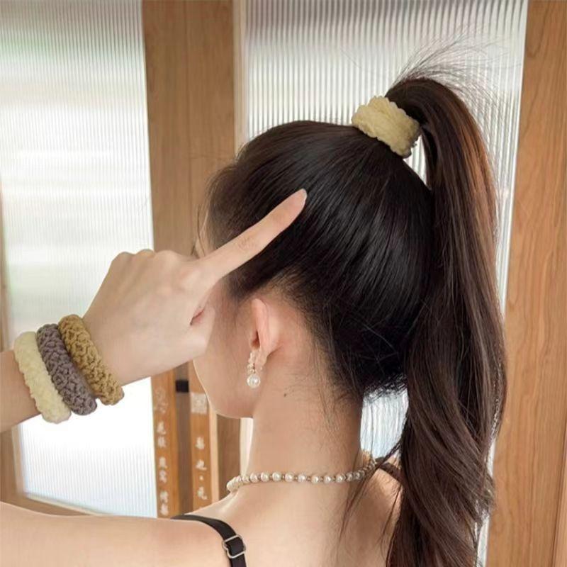 Product Introduction of 1PC High Elastic Hair Rope Towel Pleated Scrunchie Thicken High Ponytail Holders Rubber Band Scrunchies 8
