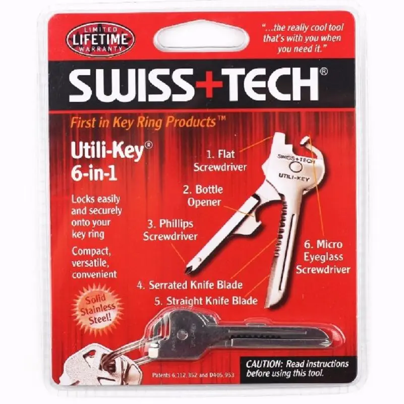 Dụng Cụ Đa Năng EDC, 6 Trong 1, Chìa Khóa Kim Loại Utili-Key, Mặt Dây Chuyền Móc Chìa Khóa, Máy Cắt Bỏ Túi Mới Lạ, Kích Thước Nhỏ, Tuốc Nơ Vít Mở Hộp, Móc Chìa Khóa