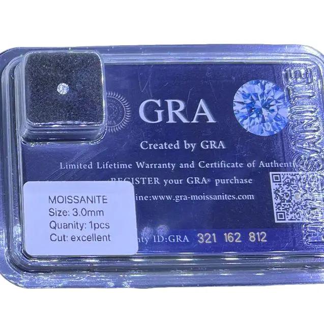 kèm Thẻ Vỉ Đá đính răng Kim cương Moissanite gắn răng 2.0 - 3.2 ly Màu Trắng Đáy nhọn Yuumigems