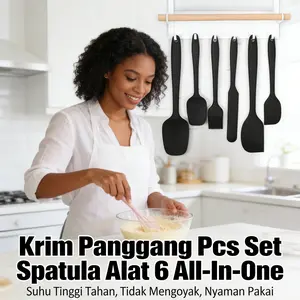 Set Peralatan Memanggang & Kue Silikon 6-in-1: Spatula, Pengikis, Kuas, Sendok, Pengaduk, & Cetakan Kue Dalam 1 Set Kecil, Kualitas Tinggi, Mudah Digunakan untuk Rumah Tangga dan Kebun Bunga